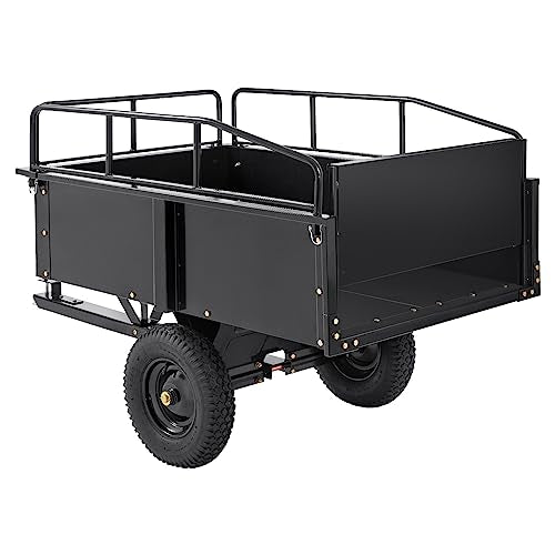 VEVOR Heavy Duty ATV Dump Cart 750 lbs Steel Utility Trailer with Removable Sides E373248