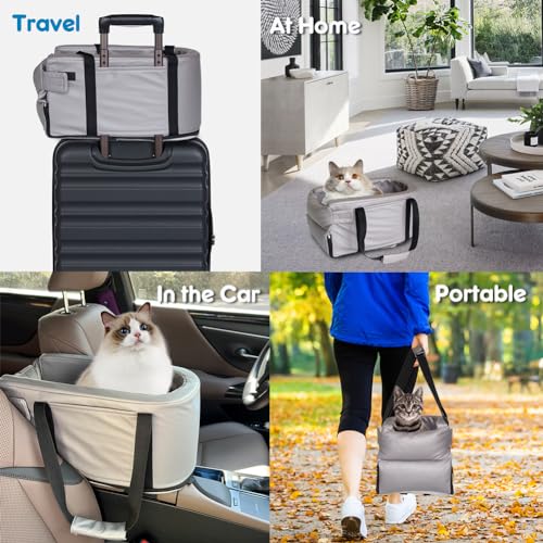 Petgrow Small Dog Car Seat Center Console, Waterproof Leather, Grey N4988