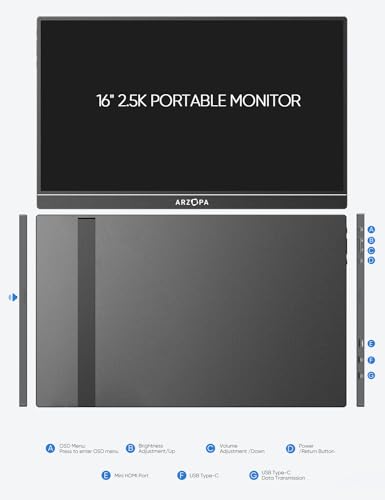 ARZOPA 16.1'' 144Hz Portable Gaming Monitor, 1080P FHD, HDR L526