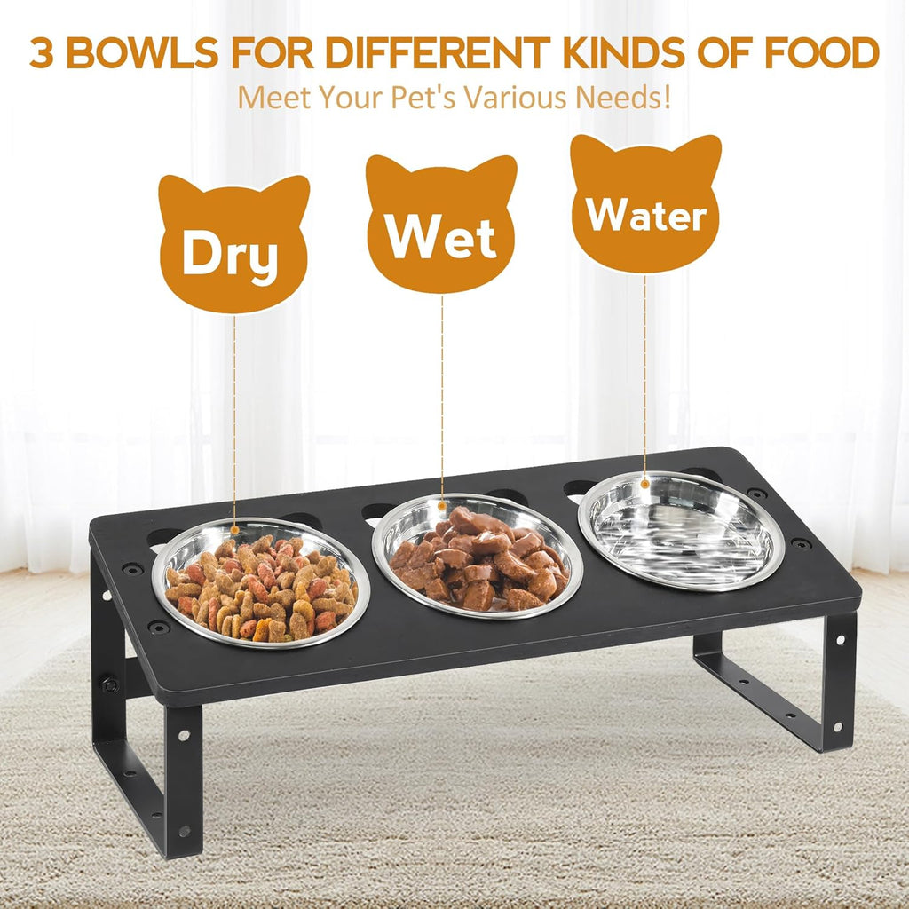 Elevated Cat Bowls 15° Tilted with Stainless Steel Stand for Food and Water B135302