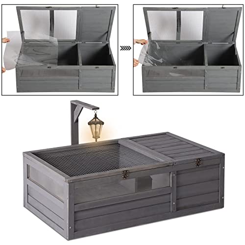Wooden Tortoise House Large Indoor Enclosure for Small Animals (Grey) T284