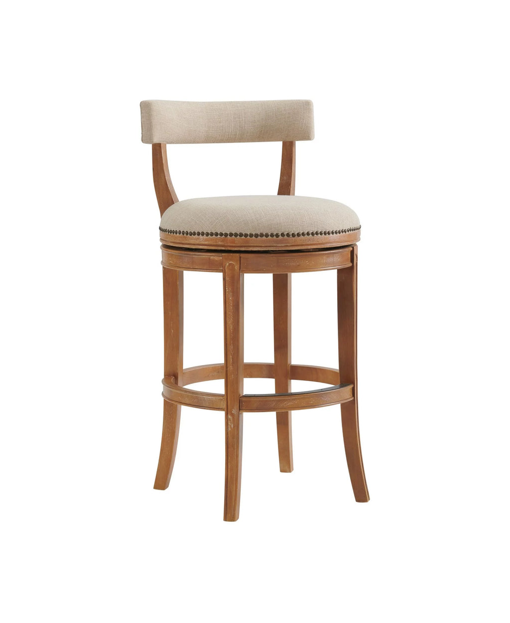 Alaterre Furniture Hanover Swivel Low Back Bar Stool, Weathered Brown and Beige B122812