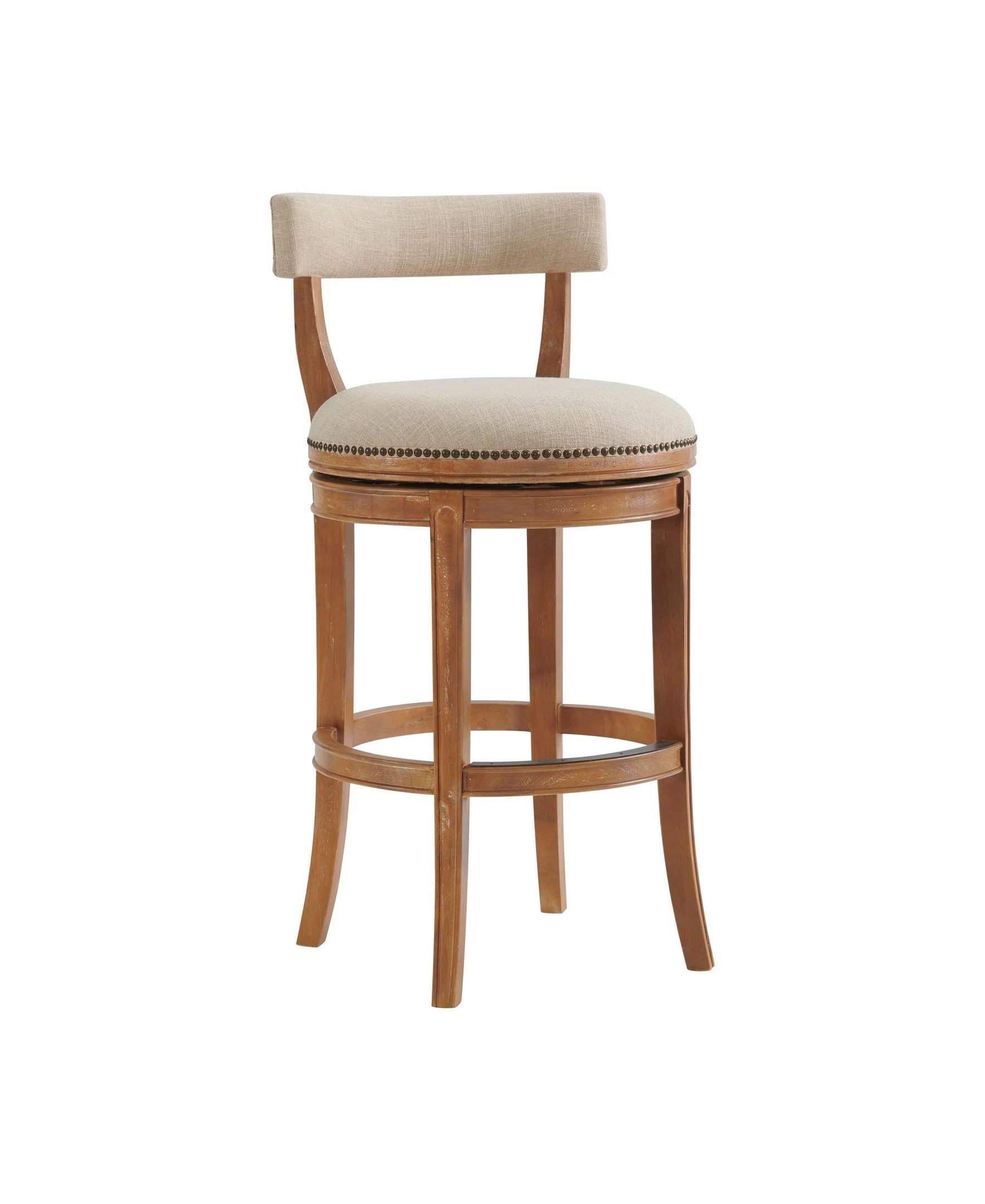 Alaterre Furniture Hanover Swivel Low Back Bar Stool, Weathered Brown and Beige B122812
