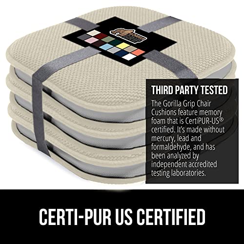 GORILLA GRIP Slip Resistant Chair Cushions, Memory Foam, Set of 2, Beige W525