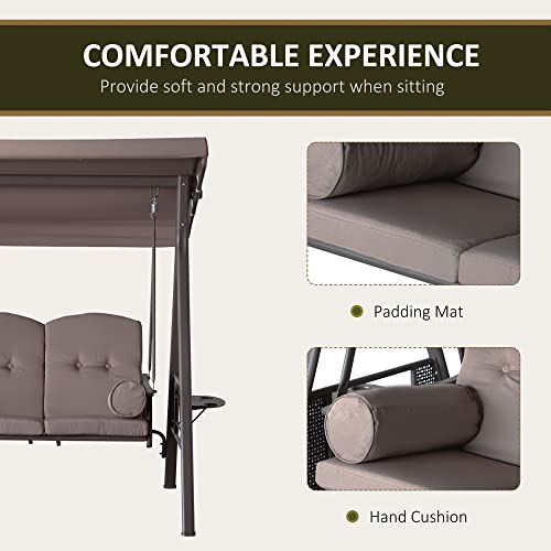 Outsunny 3-Seat Patio Swing Chair with Adjustable Canopy, Brown U4460