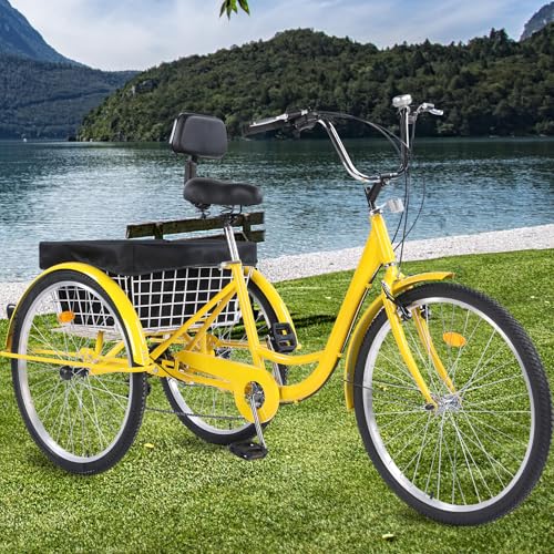 Adult Tricycle 26-Inch 3-Wheel Cruiser Bike with Basket and Adjustable Seat B1178