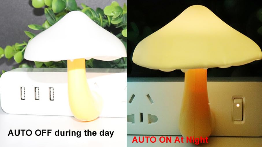 AUSAYE 5Pack Sensor LED Night Light Plug in Mushroom Lamp for Bedroom G797882
