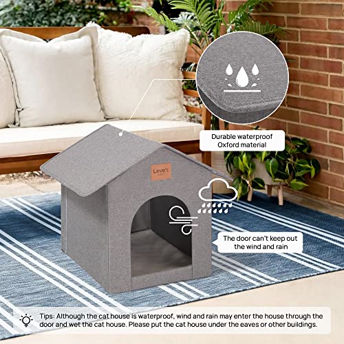 Love's cabin Outdoor Cat House Weatherproof Insulated with Removable Soft Cushion Grey K971