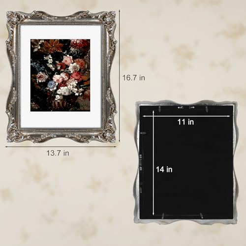 Black Vintage Picture Frame with Mat for 5x7 or 8x10 Photos E9622