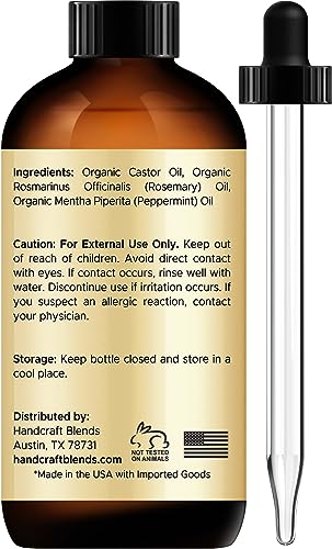 Handcraft Blends Organic Castor Oil with Rosemary and Peppermint Oil, 2 Fl Oz U51465