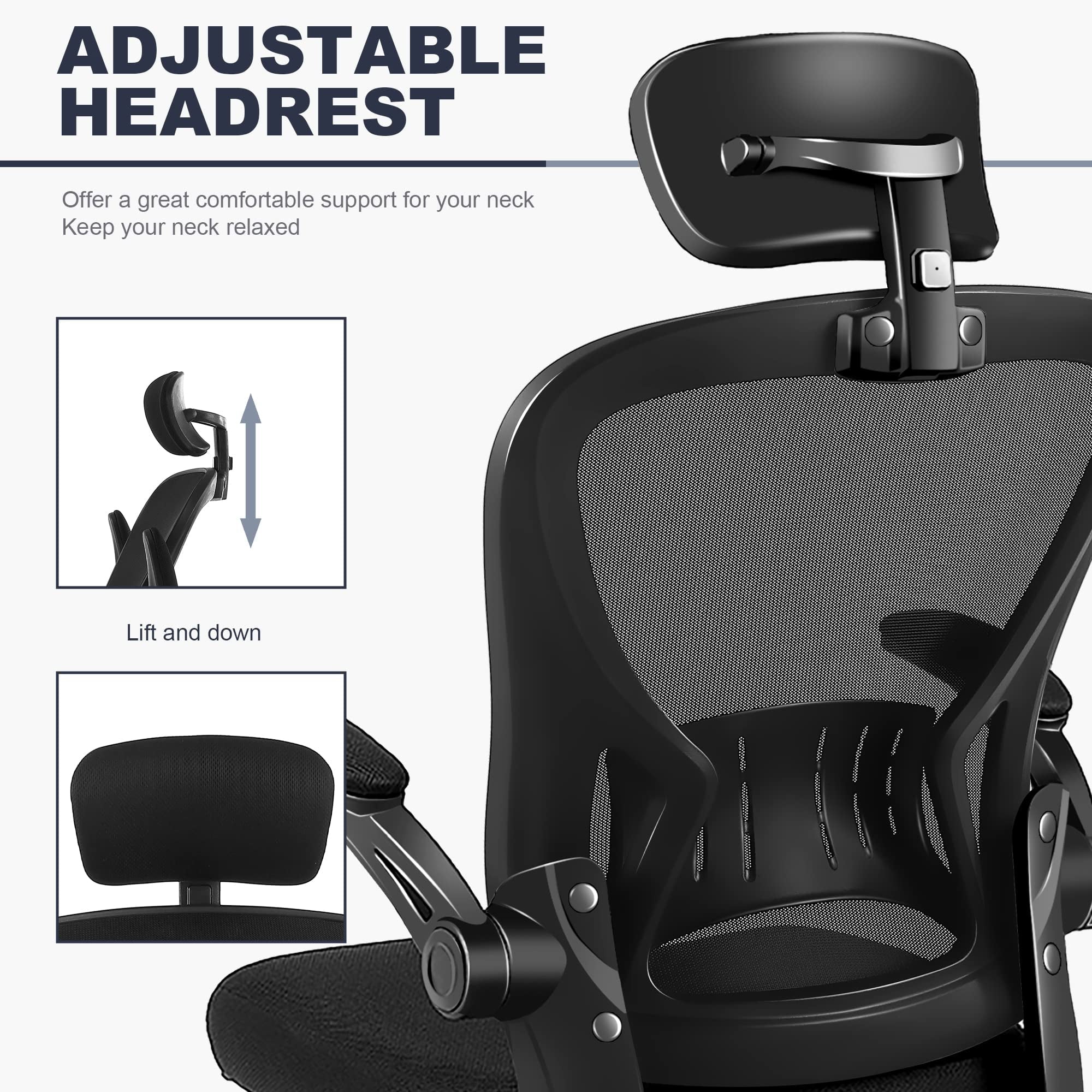 Flysky Ergonomic Mesh Office Chair with Lumbar Support, Black F6440
