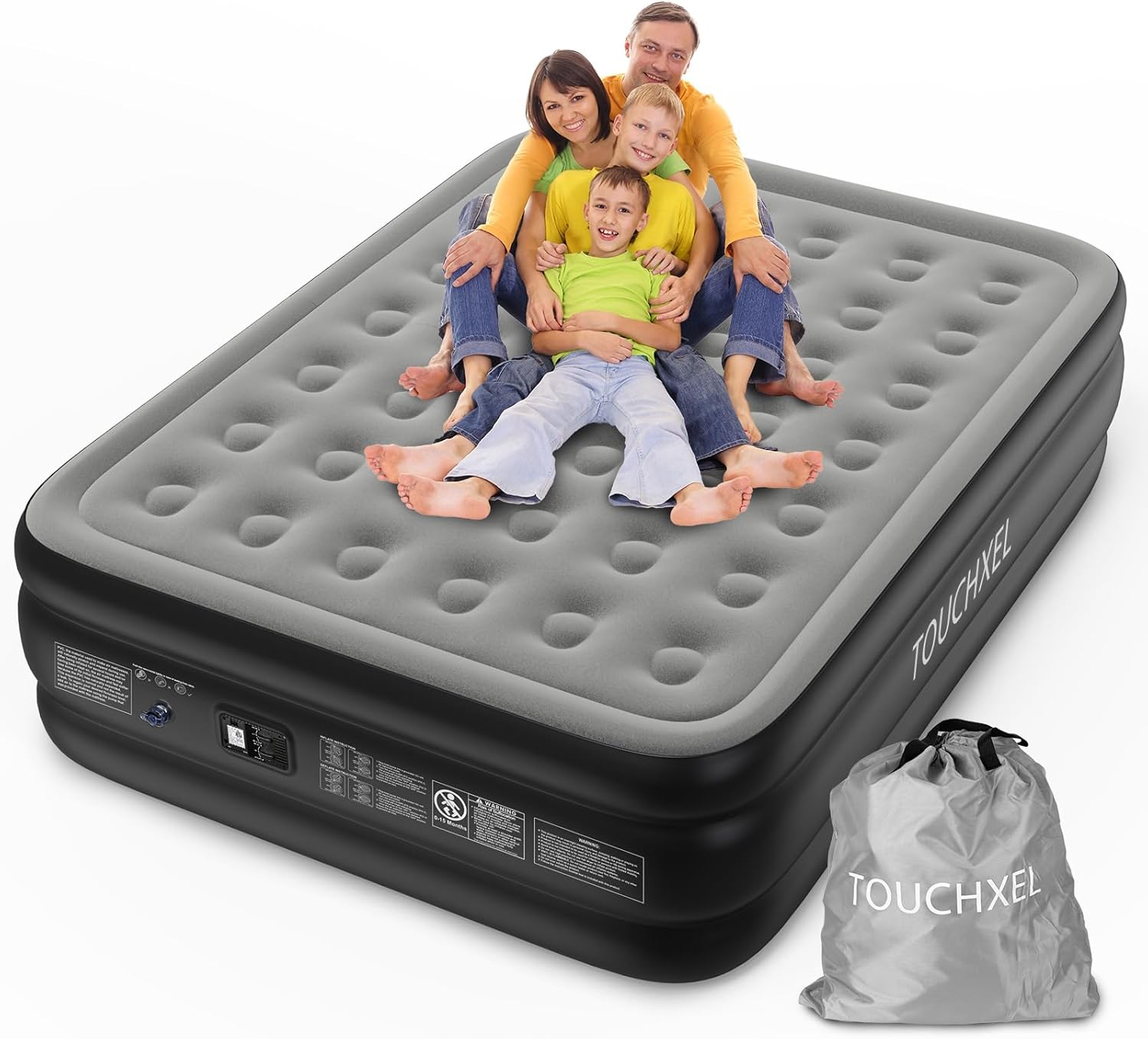 Air Mattress Queen with Built in Double Pump Raised, Self Inflating Camping Air Mattress Inflatable Air Bed 18" High Blow Up Airbed with Bag Colchon Inflable for Guests Home 600lb Max