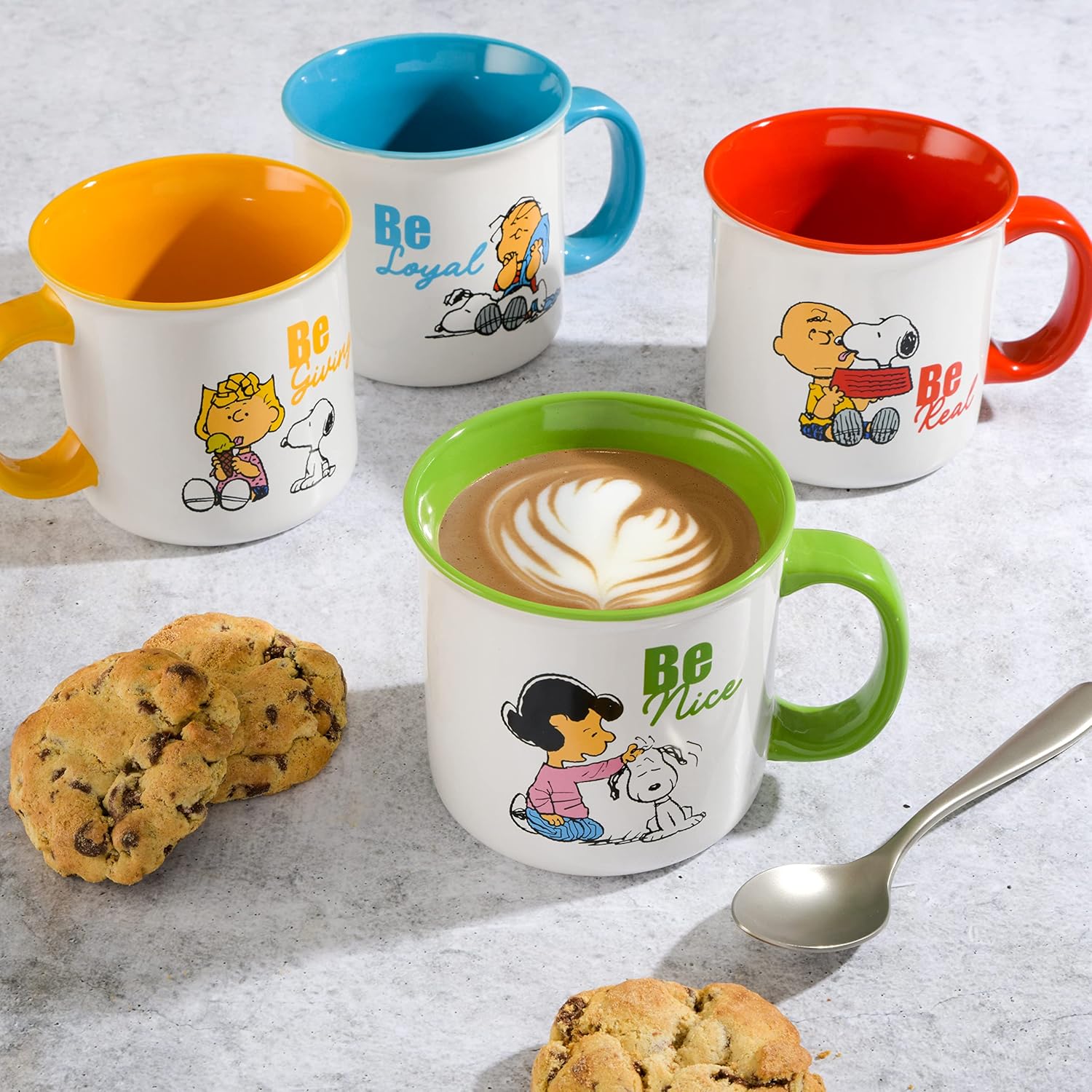 Snoopy Gentle Reminders Camper 21oz Stoneware Mugs, 4-Pack A32066