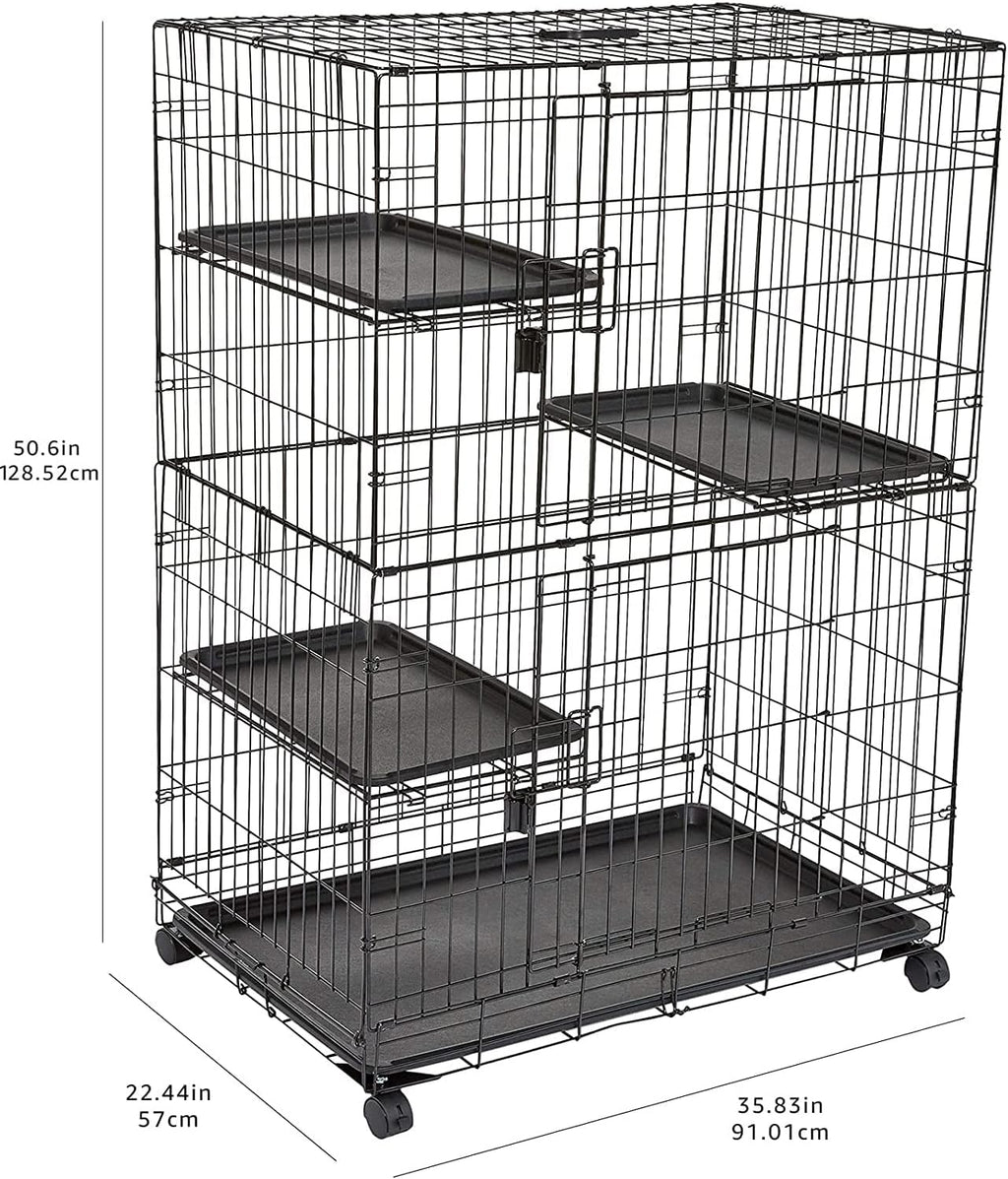 Amazon Basics 3-Tier Cat Cage Playpen, Black M257