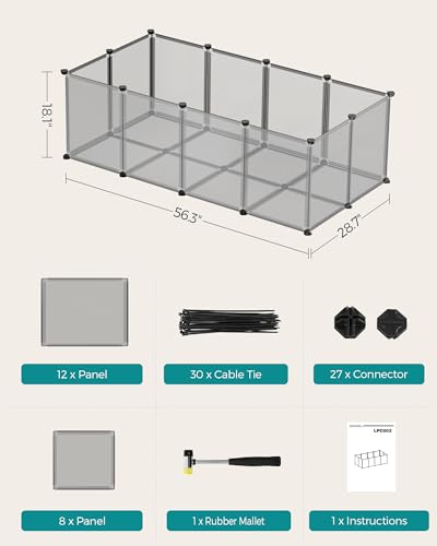 SONGMICS Pet Playpen with Floor, Small Animal Pen, White N29964