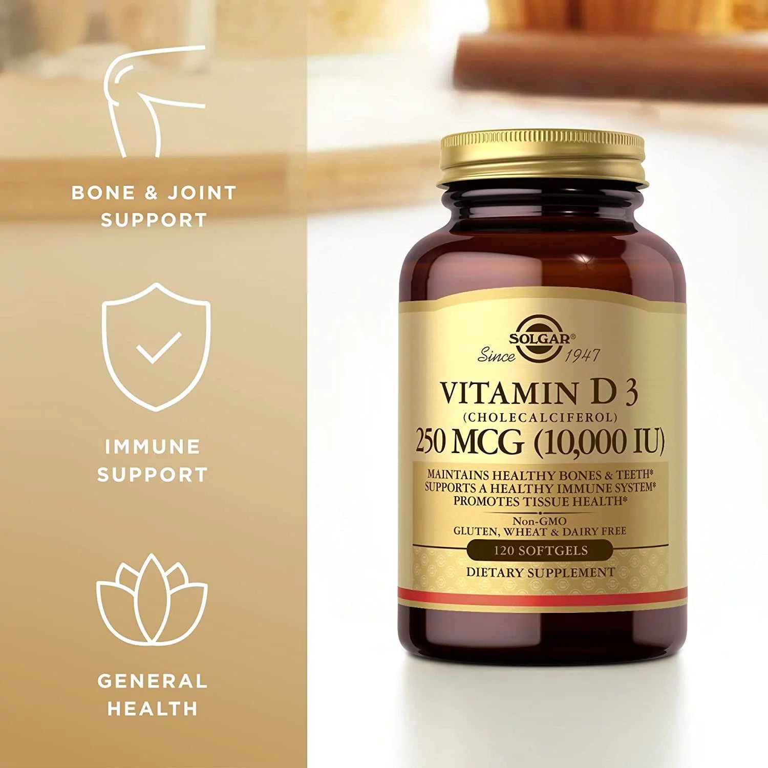 Solgar Vitamin D3 10,000 IU, 120 Count (Pack of 2) X45867