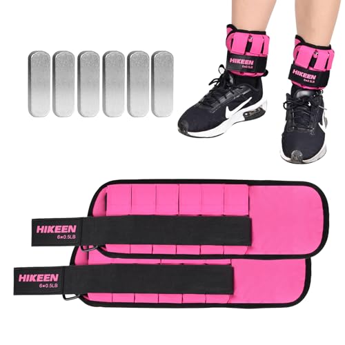 Ankle Weights for Women Men 1 pair Adjustable Ankle Weights 1 2 3 LBS Metal Block with Separate Pockets Leg and Hand Weights For Walking Running Exercises