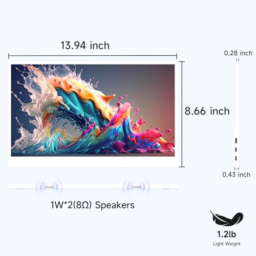 Portable Monitor 15.6 Inch 1080P IPS HDR USB HDMI for Laptop PC Mac G166