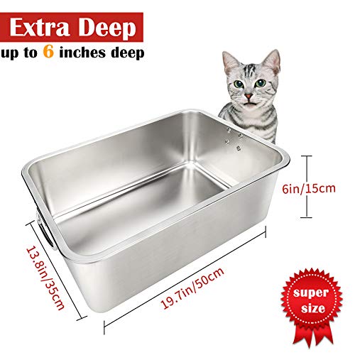ULIGOTA Stainless Steel Cat Litter Box for Kitty and Rabbits, Easy to Clean J483832