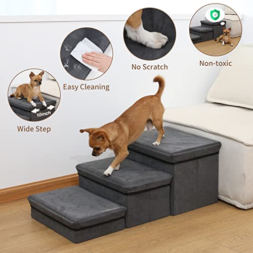 Foldable Dog Stairs 2-Tier Pet Steps for Small Medium Dogs R51320