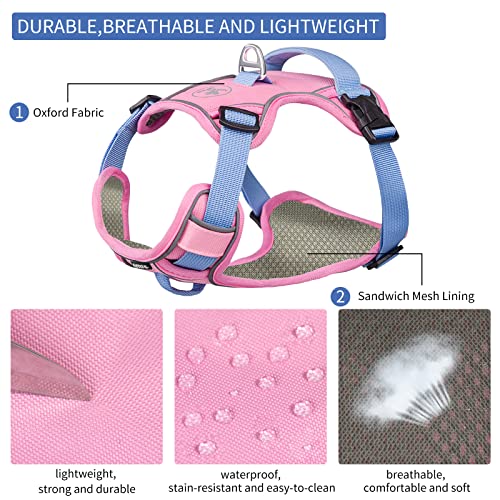 AIITLE Adjustable Dog Harness with Reflective Vest for Small and Medium Dogs Pink G762