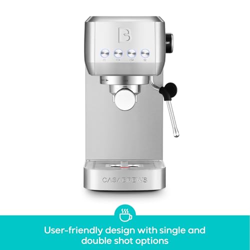 CASABREWS 3700 Essential Espresso Machine 20 Bar, Stainless Steel, Silver D8468
