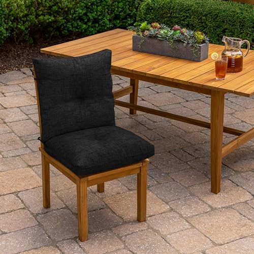 Arden Outdoor Plush Tufted Dining Chair Cushion, 21 x 40, Black Cabana Stripe I23003