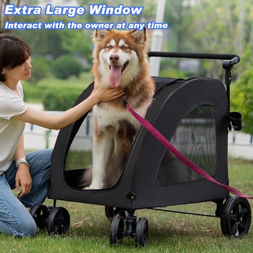 Large Dog Stroller with Removable Cushion, 4 Wheel Pet Wagon for 180 lbs W169220