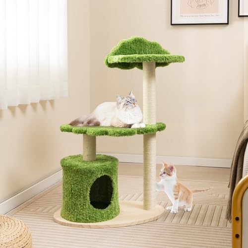 Tangkula Cat Tree Tower, Multi-level Wood Cat Tower with Sisal Scratching Posts, 38 Inch C2485
