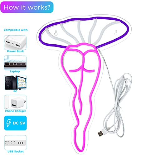 Lady Mushroom Neon Light LED USB Sign for Bedroom Wall Decor K854110