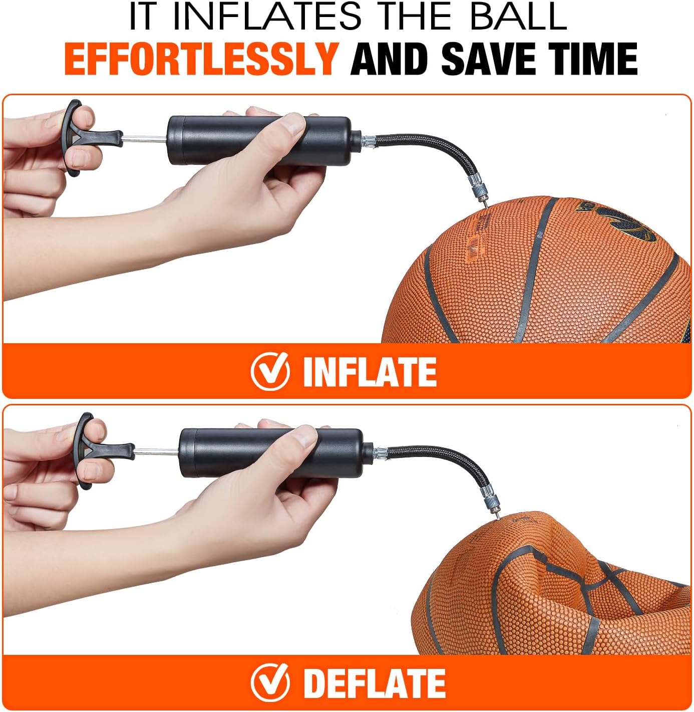 Ball Pump with 3 Needles, Nozzle and Extension Hose for Sport Balls B26317
