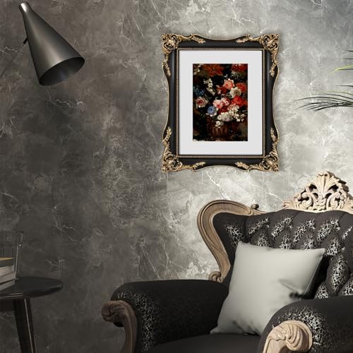 Black Vintage Picture Frame with Mat for 5x7 or 8x10 Photos E9622