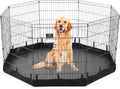 PJYuCien 8 Panel 24" W x 36" H Foldable Exercise Metal Pet Playpen with Door, Bottom Pad, Dog Fence/Puppy Pen/Rabbit Yard/Small Animal Kennels, Indoor/Outdoor.