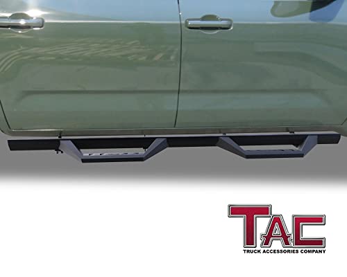 TAC Sidewinder Running Boards for 2022-2024 Toyota Tundra CrewMax, 4" Drop Black Side Steps M634