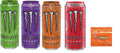 Monster Energy Drink Zero Ultra Variety - Paradise, Violet, Sunrise, Red 16 ounce (Pack of 16) and Stinger Chews (Assorted)
