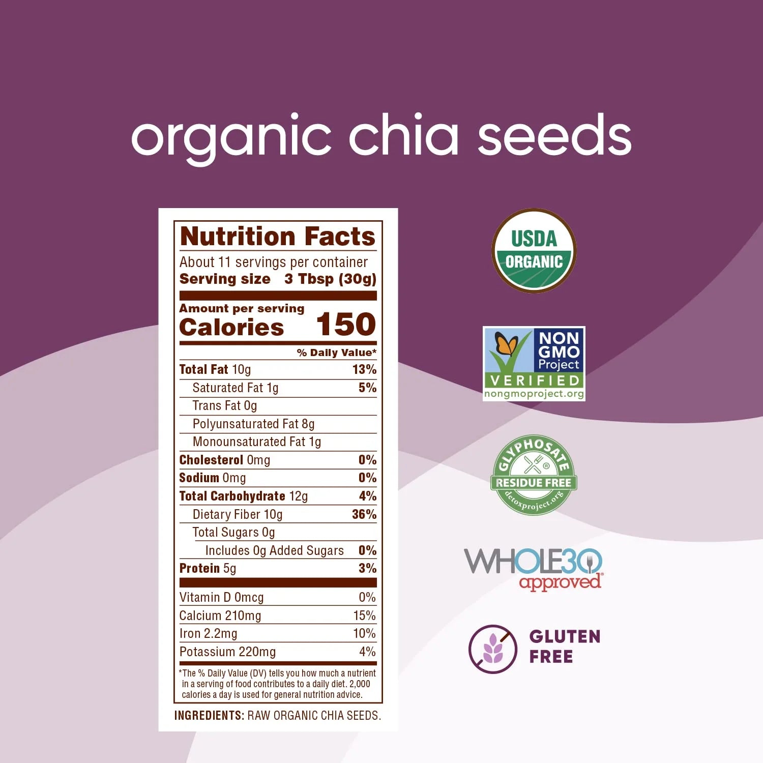 Nutiva Organic Raw Black Chia Seeds, 12 Oz, USDA Organic, Non-GMO, Vegan W5797