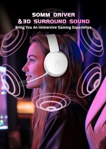 RYR Wireless Gaming Headset for Xbox, PS5, PS4, Bluetooth 5.3, Blackwhite W501869