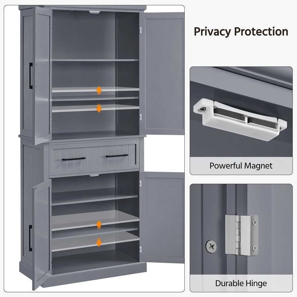 72.5" Kitchen Pantry Storage Cabinet with Drawer, White K580631