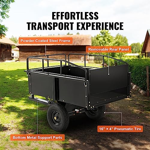 VEVOR Heavy Duty ATV Trailer Steel Dump Cart 750 lb 15 cu ft W35430