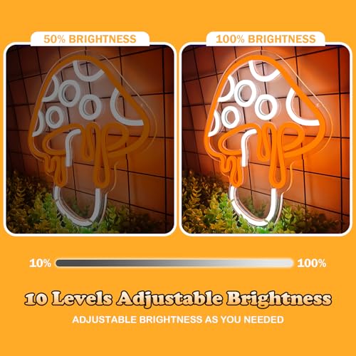 Mushroom Neon Sign Dimmable LED Night Light Wall Art for Bedroom Decor O27662