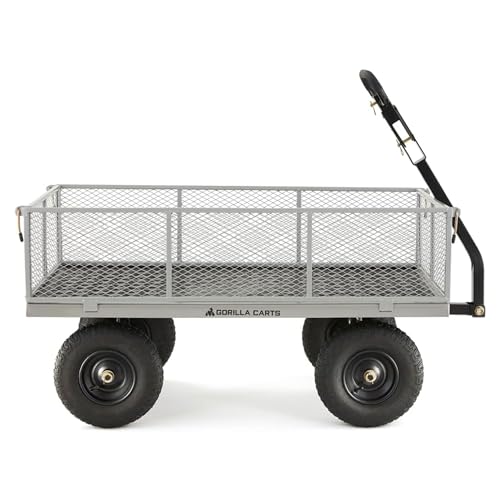 Gorilla Carts Steel Utility Wagon with Removable Side Panels, 1000 lb Capacity, Gray U674568