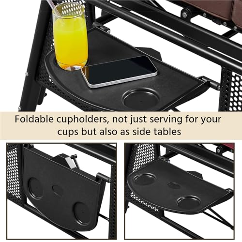 Yaheetech 3-Seat Outdoor Patio Swing with Adjustable Sunshade, Dark Brown B498326