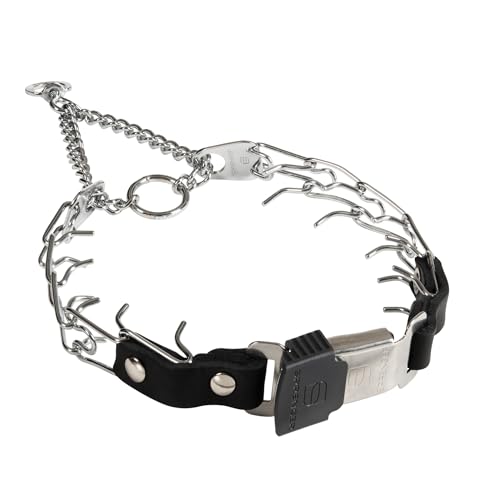 Herm Sprenger Prong Collar for Dog Training with Easy Quick Release Cliclock & Swivel Ring - German Made Dog Collar with Chrome Plated Stainless Steel 2.25mm Prongs for Small/Medium Dogs (13-19" Neck)