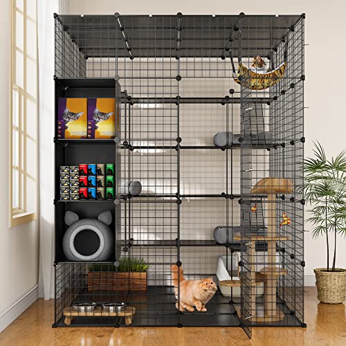 YITAHOME Outdoor Cat Enclosures Catio Large Cat Cage with Roof Hammock Platforms Y912