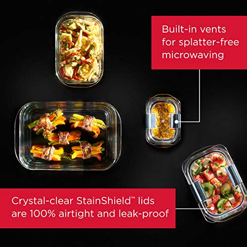 Rubbermaid Brilliance Glass Storage 8-Cup Food Container with Lid, 2-Piece Set R328