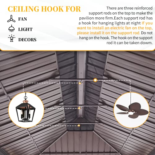 YOLENY 10' x 12' Hardtop Gazebo with Galvanized Steel Double Roof, Netting and Curtains Y84317