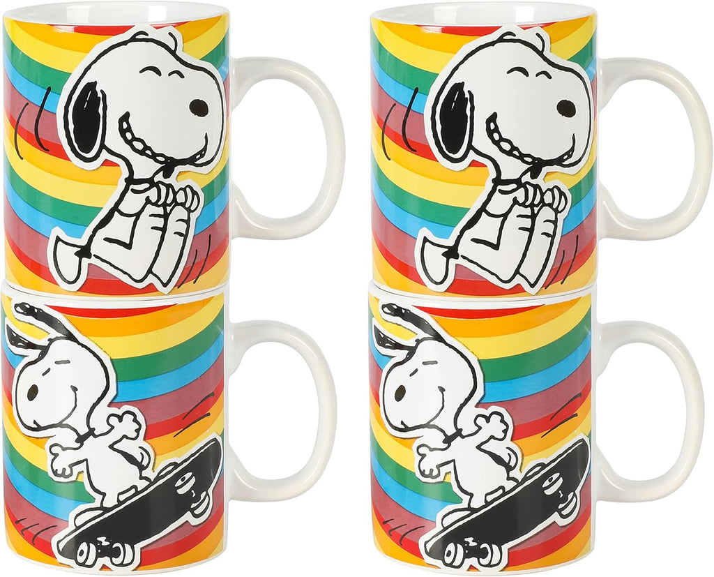Snoopy Peanuts 70th Anniversary Stoneware Mug Set 4-Piece 15oz D9041