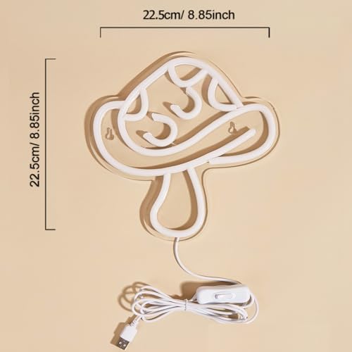 LED Neon Mushroom Sign USB Powered Night Light for Kids Room Decor F370
