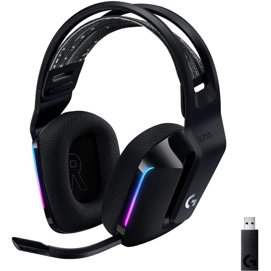 Logitech G733 Lightspeed Wireless Gaming Headset – Black, PC, PS5, PS4, Switch F9206