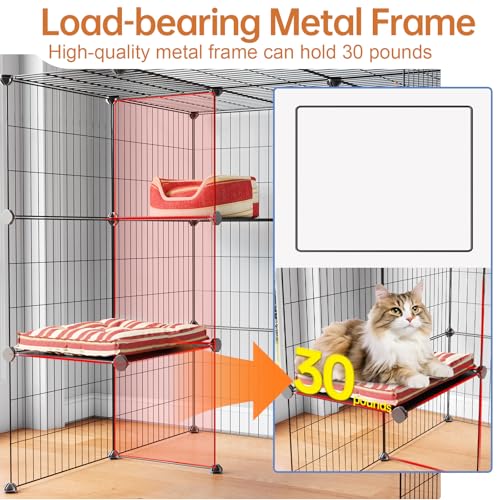 Oneluck 3-Tier Cat Cage Indoor Enclosure DIY Cat Playpen Catio Detachable Metal Wire Kennel D404